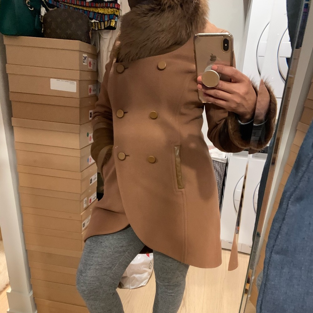 Mackage Double Breasted Wool/Shearling Coat